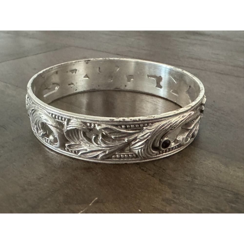 Brighton Silver Tone Black Rhinestone Le‎ Louvre Bangle Bracelet Used